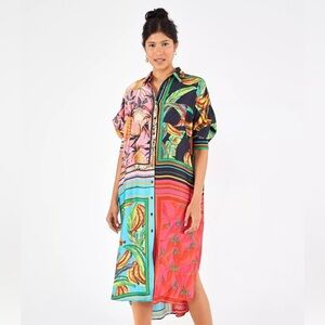 FARM RIO NWT SHIRT DRESS IN SIZE MEDIUM SILKY MATERIAL